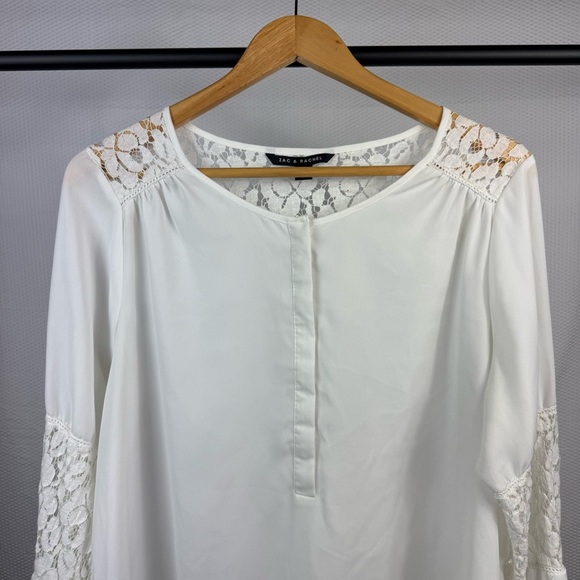 Zac & Rachel White Sheer Lace Blouse size XL - Picture 2 of 7